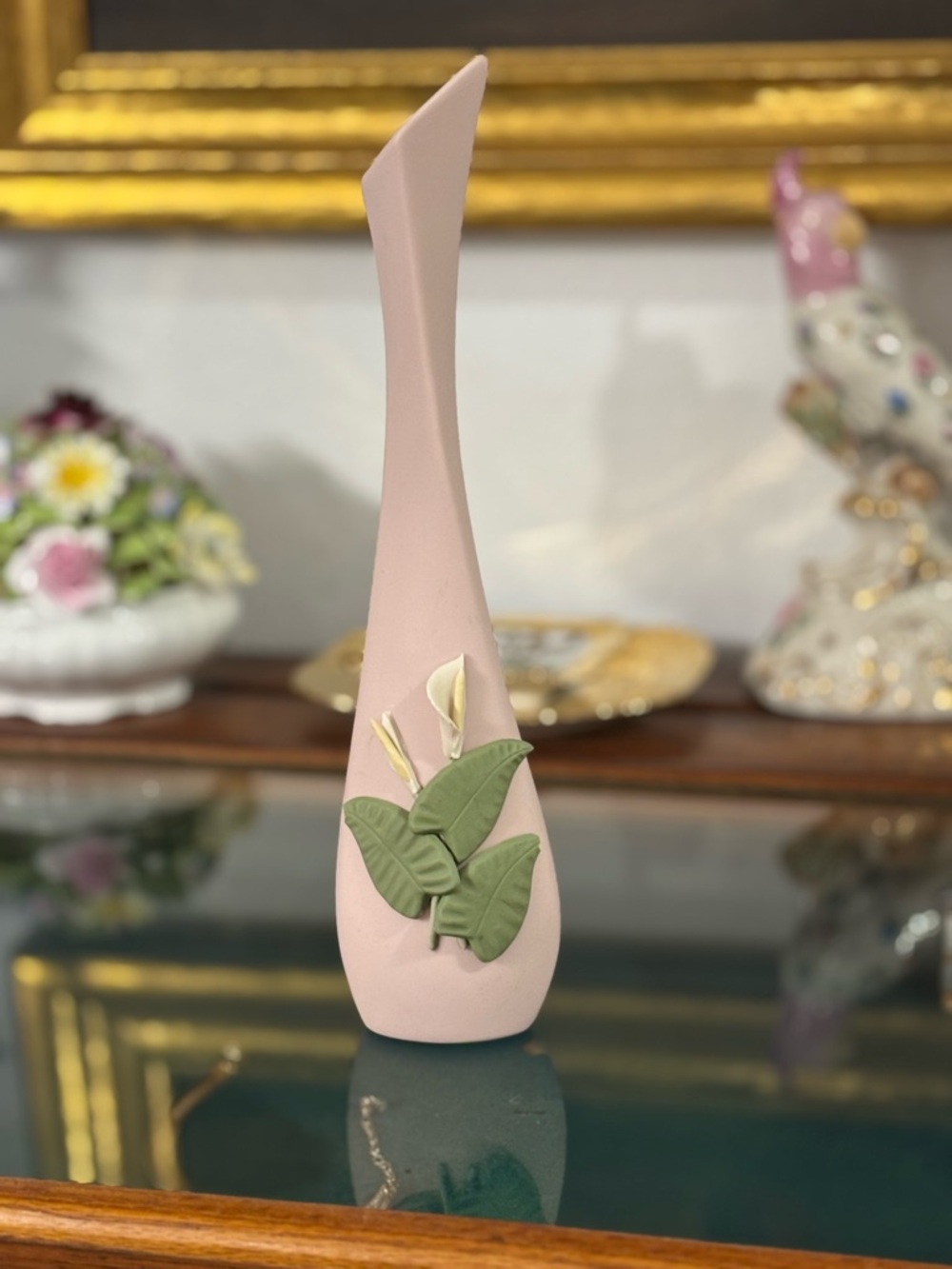 Vintage Baby Pink Ceramic Calla Lily Accent Vase